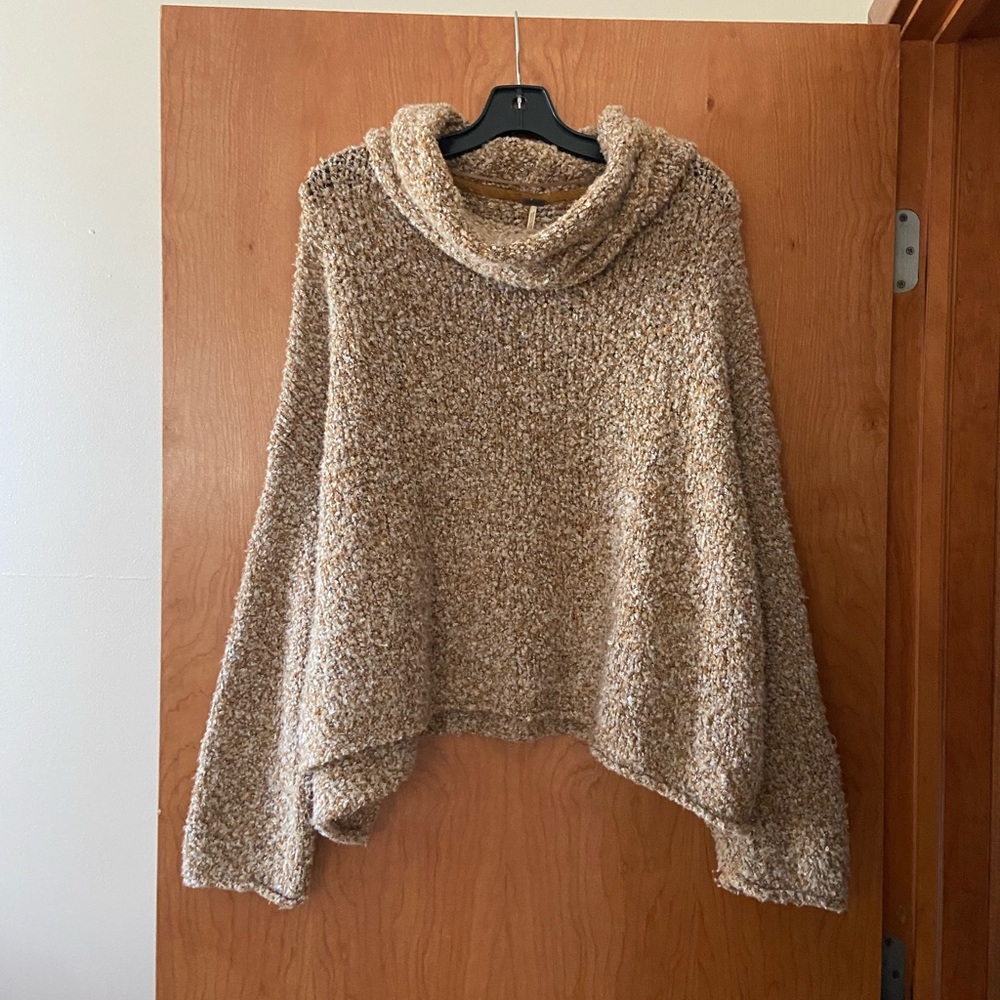 Freepeople cowl neck tan sweater